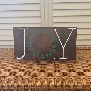 Handcrafted Wood Joy Holiday Sign with Stand
